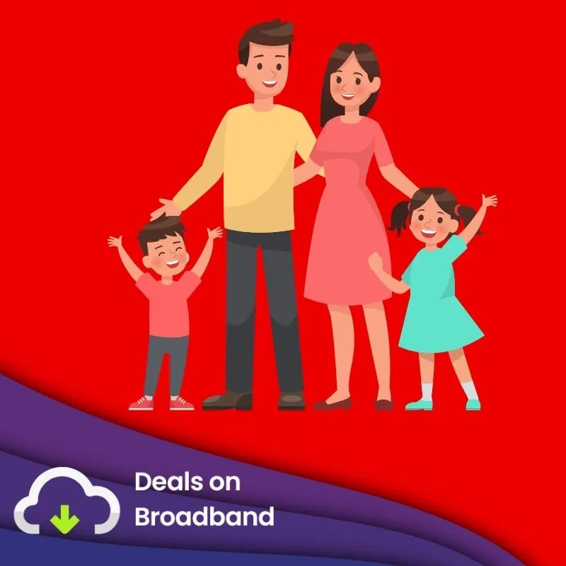 Large family enjoying Virgin Media Volt Gig1 fibre broadband for seamless streaming and gaming