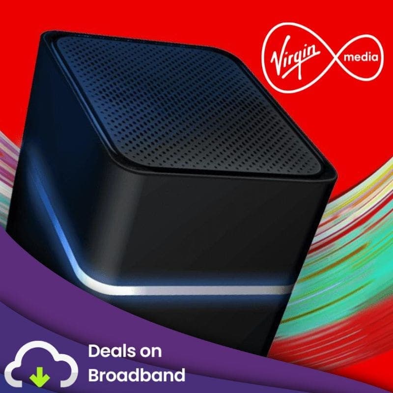 Virgin Media Hub 5 router with WiFi 6 technology for Gig1 fibre broadband delivering up to 850 Mbps wireless speeds